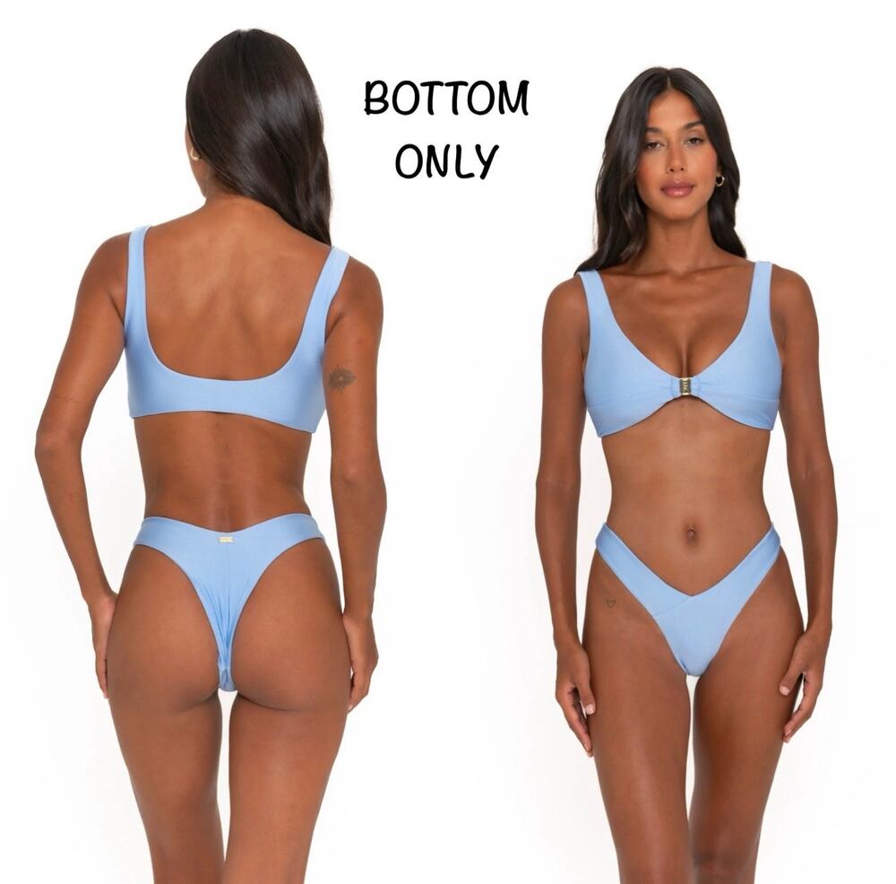 FAE Swim Vada High Cut Cheeky Bikini Bottom - Chiffon Blue - Sz M NWT
